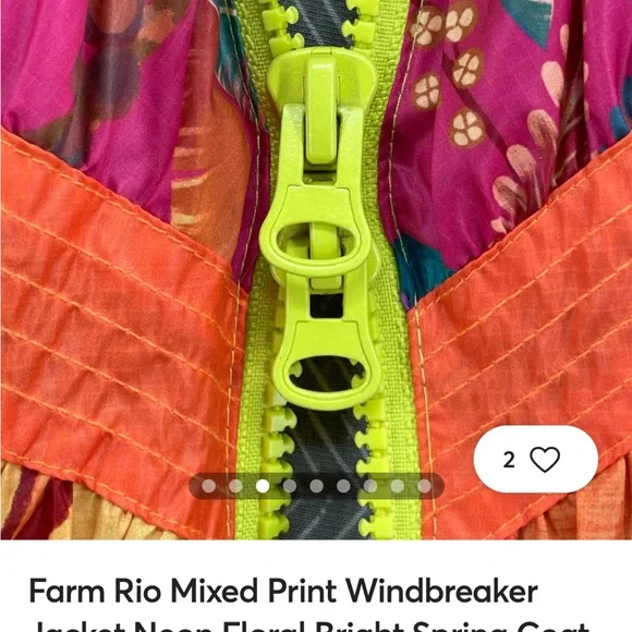 NWT Farm Rio Neon Floral Windbreaker Jacket multi colored - Picture 4 of 8